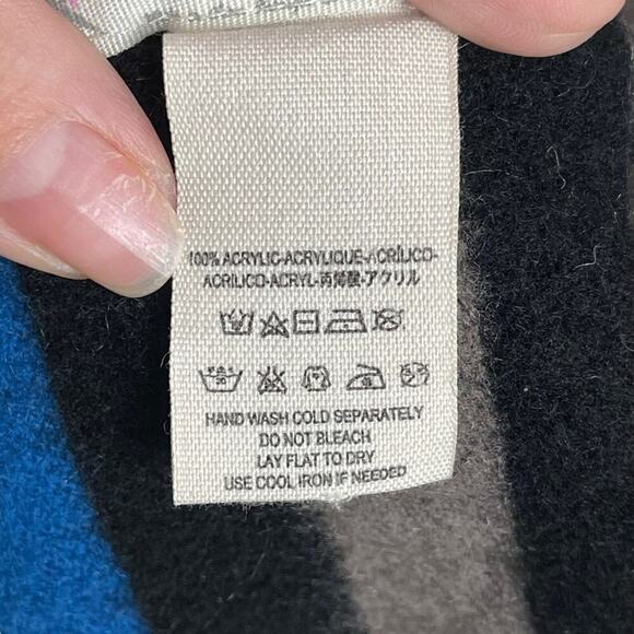 Free People Kellen Winter Oversized Scarf Striped Blue Brown Black Gray 25 X 78 - Picture 7 of 10